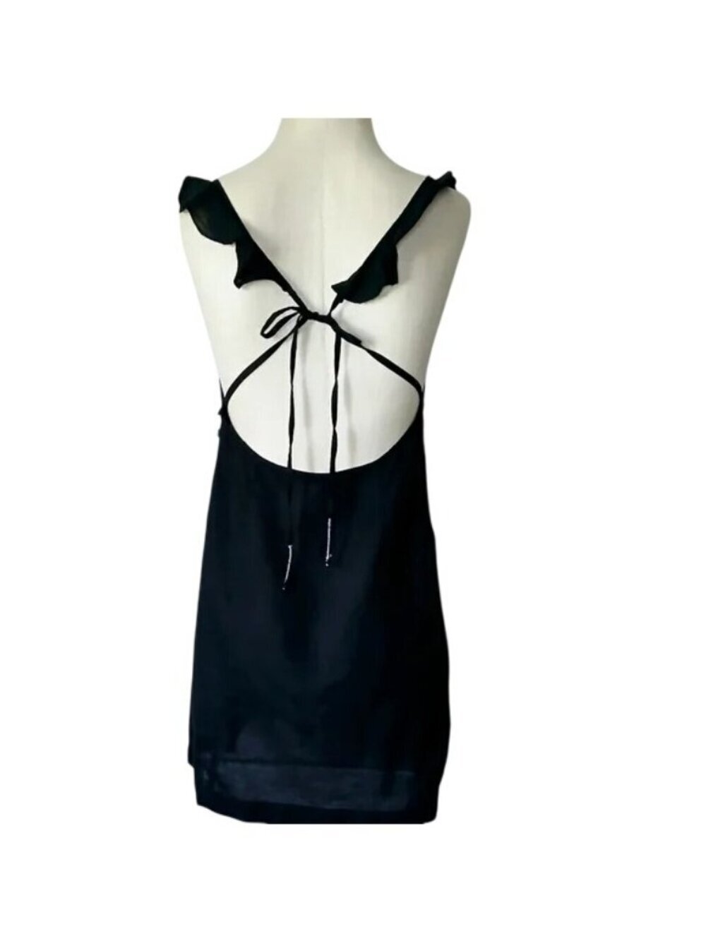 Free People Jose Black Linen Open Back Slip Dress - Picture 6 of 8